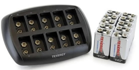 9 volt lithium charger and 10 batteries